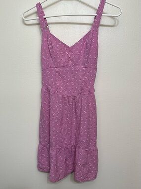 Hollister Pink Floral Mini Dress with Button Bodice